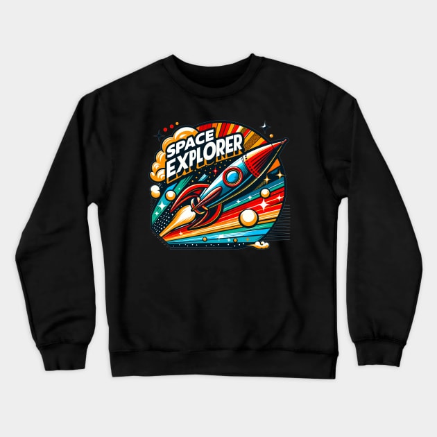 Rocket Space Explorer Crewneck Sweatshirt by Vehicles-Art